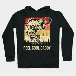 Vintage Reel Cool Daddy Retro Bass Fishing Hoodie
